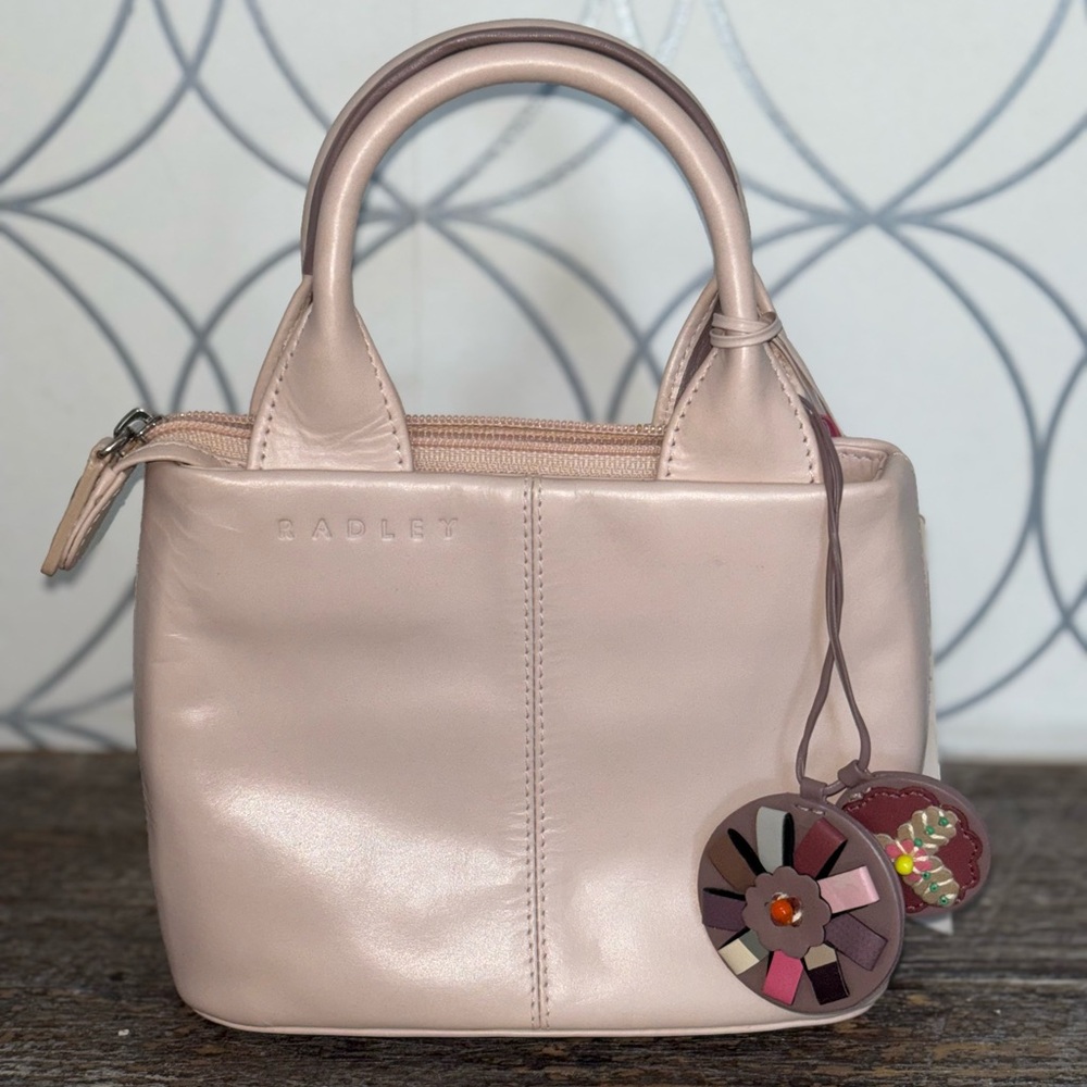 Radley London Mini Leather Tote Pink Scottie Charm Crossbody Bag NWT - Picture 2 of 5